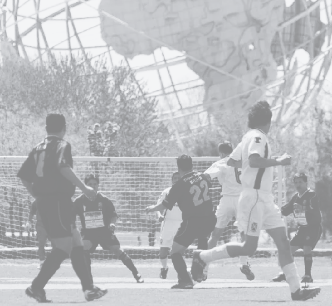 Soccer players shown in front of the unisphere in Flushing Meadows park. Source: NY Daily News